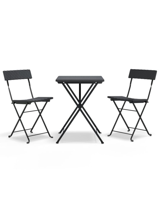 3dílný skládací bistro set černý polyratan