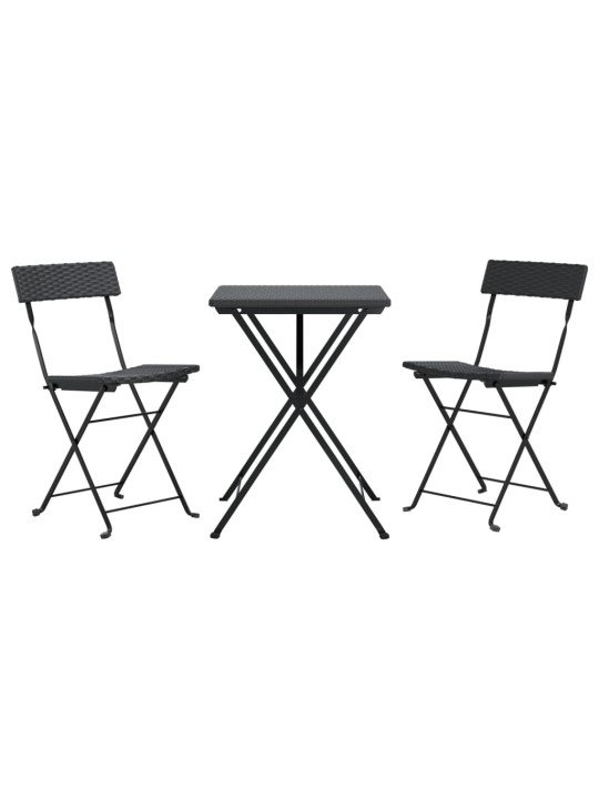 3dílný skládací bistro set černý polyratan