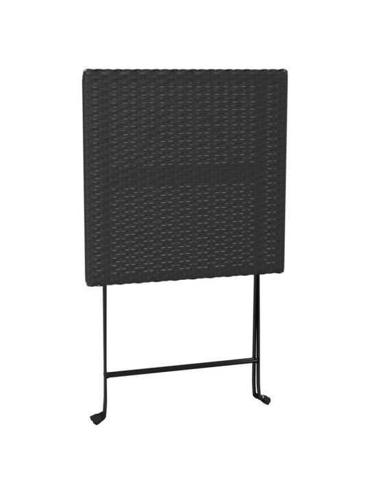 3dílný skládací bistro set černý polyratan