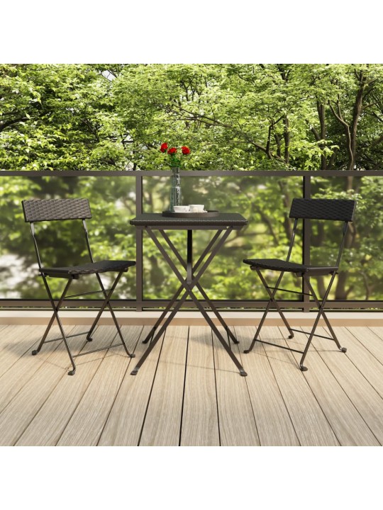 3dílný skládací bistro set černý polyratan