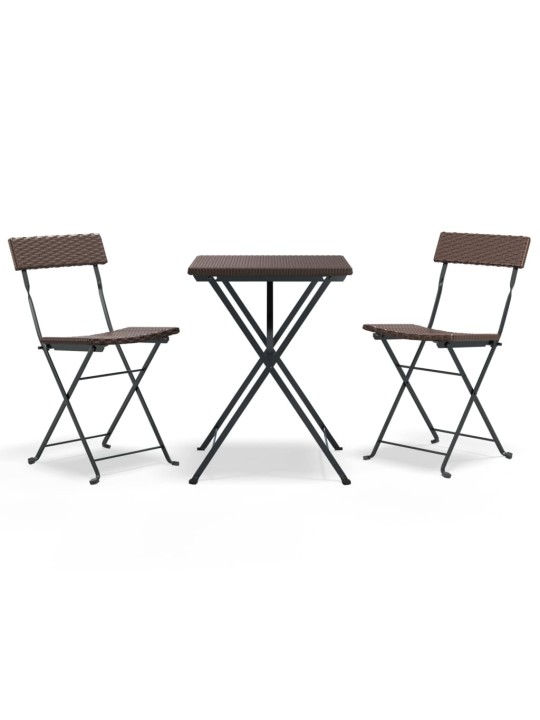 3dílný skládací bistro set hnědý polyratan