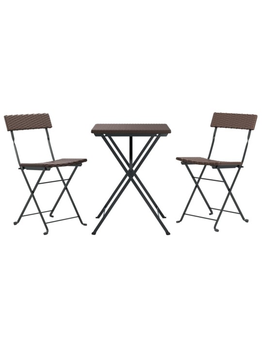 3dílný skládací bistro set hnědý polyratan