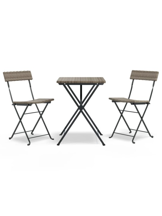 3dílný skládací bistro set šedý polyratan