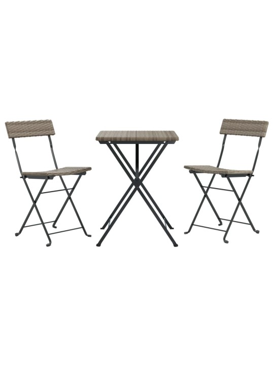 3dílný skládací bistro set šedý polyratan