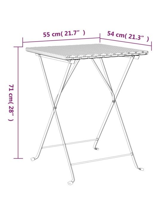 3dílný skládací bistro set šedý polyratan