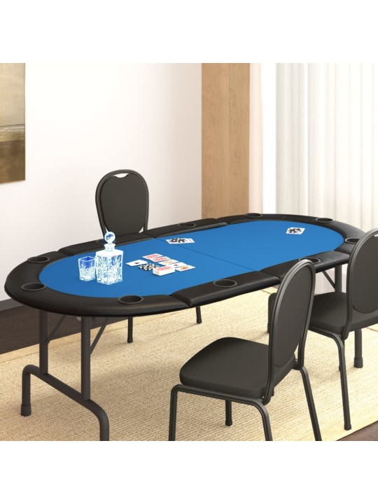 Skládací deska na poker pro 10 hráčů modrá 208 x 106 x 3 cm