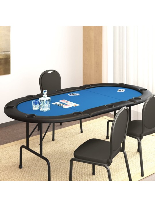 Skládací deska na poker pro 10 hráčů modrá 207 x 106 x 76 cm