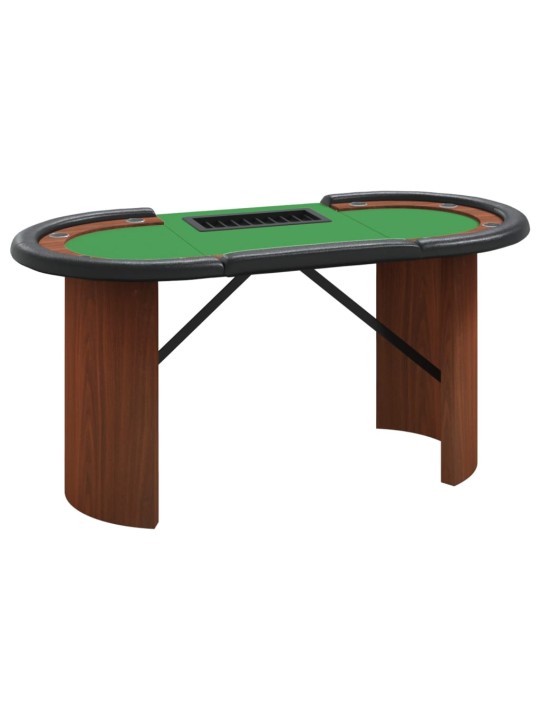 Pokerový stůl pro 10 hráčů držák na chipy zelený 160x80x75 cm