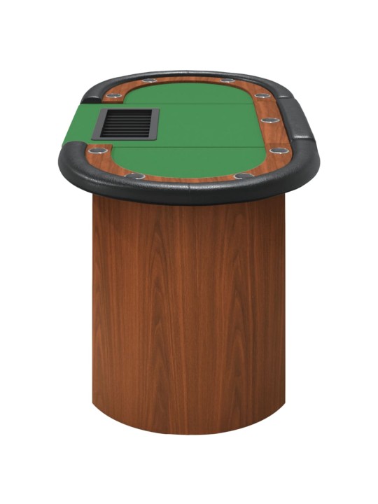 Pokerový stůl pro 10 hráčů držák na chipy zelený 160x80x75 cm