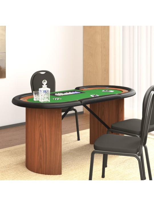 Pokerový stůl pro 10 hráčů držák na chipy zelený 160x80x75 cm