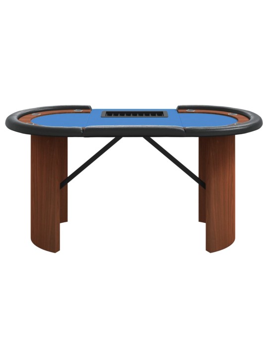 Pokerový stůl pro 10 hráčů držák na chipy modrý 160x80x75 cm