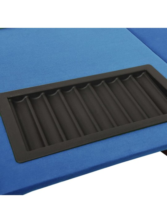 Pokerový stůl pro 10 hráčů držák na chipy modrý 160x80x75 cm