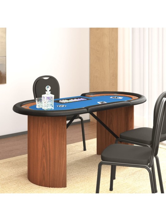 Pokerový stůl pro 10 hráčů držák na chipy modrý 160x80x75 cm