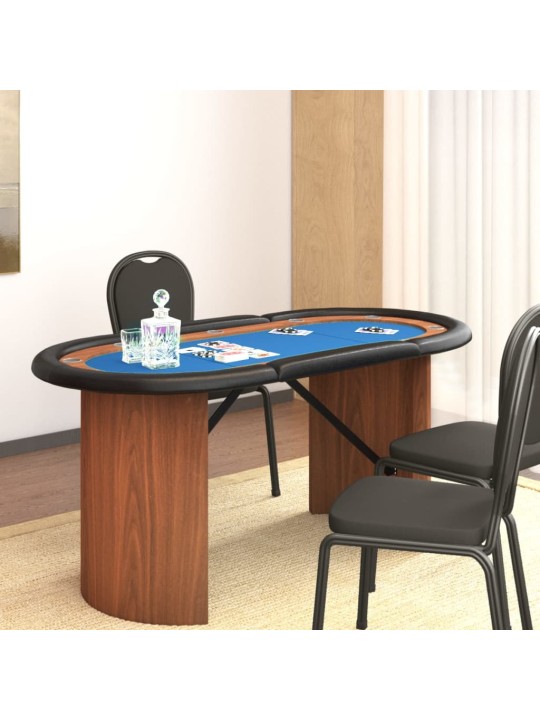 Pokerový stůl pro 10 hráčů modrý 160 x 80 x 75 cm