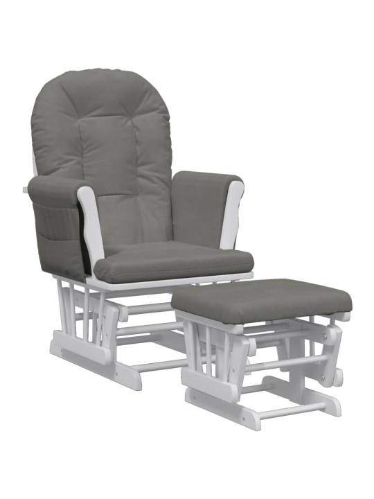Křeslo glider se stoličkou tmavě šedé textil