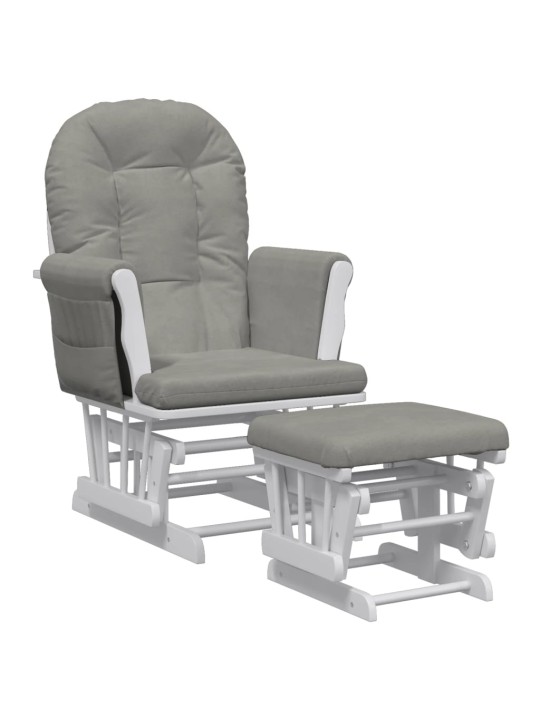 Křeslo glider se stoličkou světle šedé textil