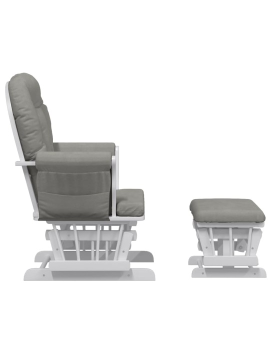 Křeslo glider se stoličkou světle šedé textil
