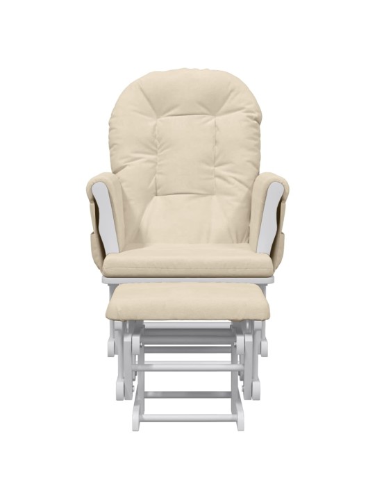 Křeslo glider se stoličkou krémově bílé textil
