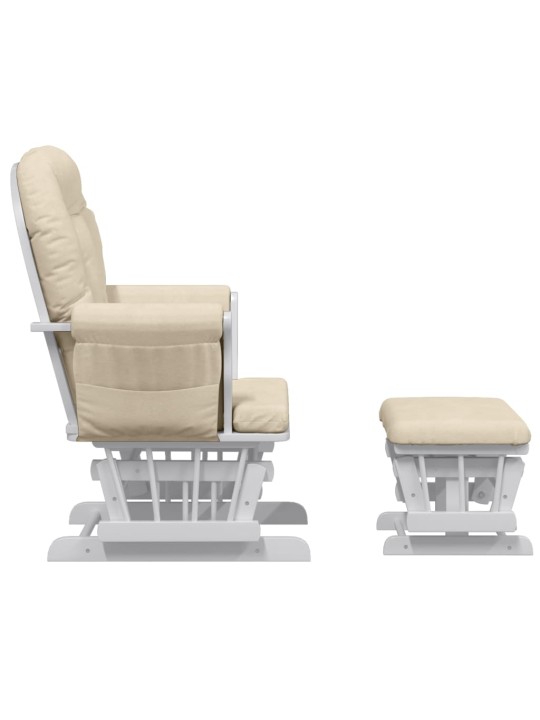 Křeslo glider se stoličkou krémově bílé textil