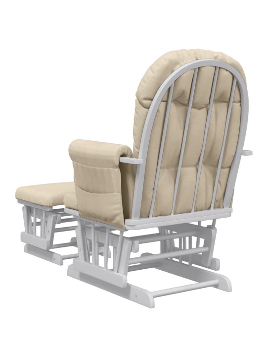 Křeslo glider se stoličkou krémově bílé textil
