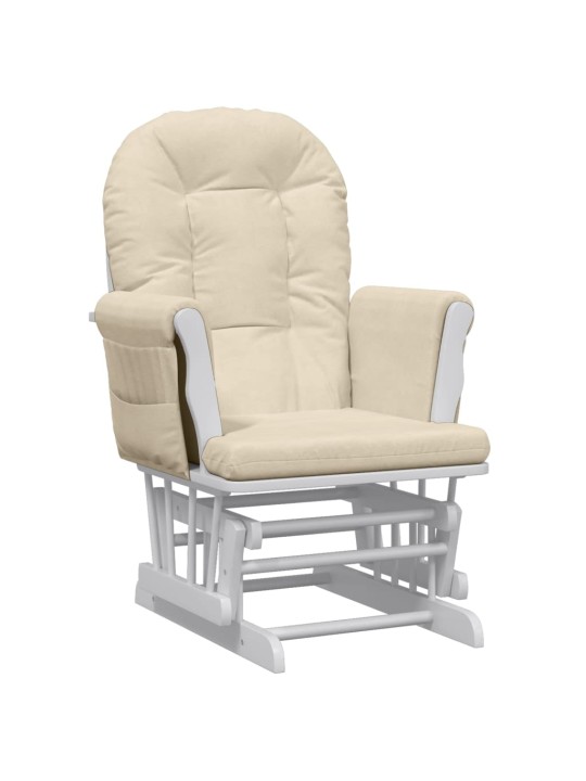 Křeslo glider se stoličkou krémově bílé textil