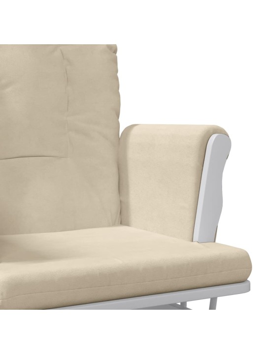 Křeslo glider se stoličkou krémově bílé textil