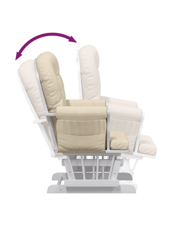 Křeslo glider se stoličkou krémově bílé textil