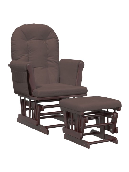 Křeslo glider se stoličkou hnědé textil