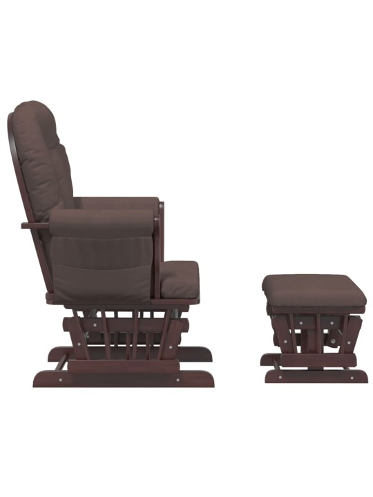 Křeslo glider se stoličkou hnědé textil