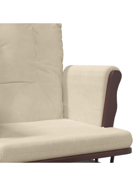 Křeslo glider se stoličkou krémově bílé textil