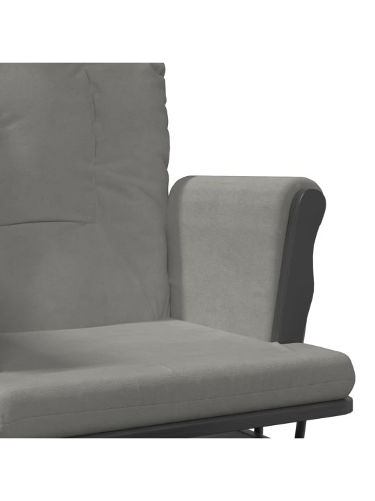 Křeslo glider se stoličkou světle šedé textil