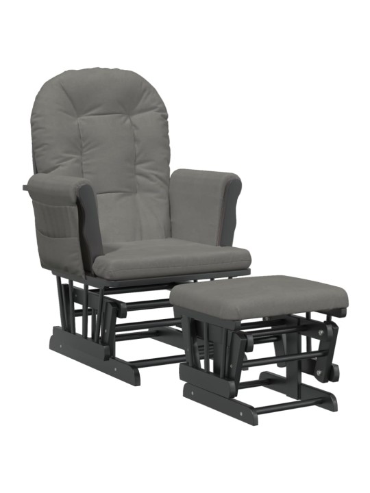 Křeslo glider se stoličkou tmavě šedé textil