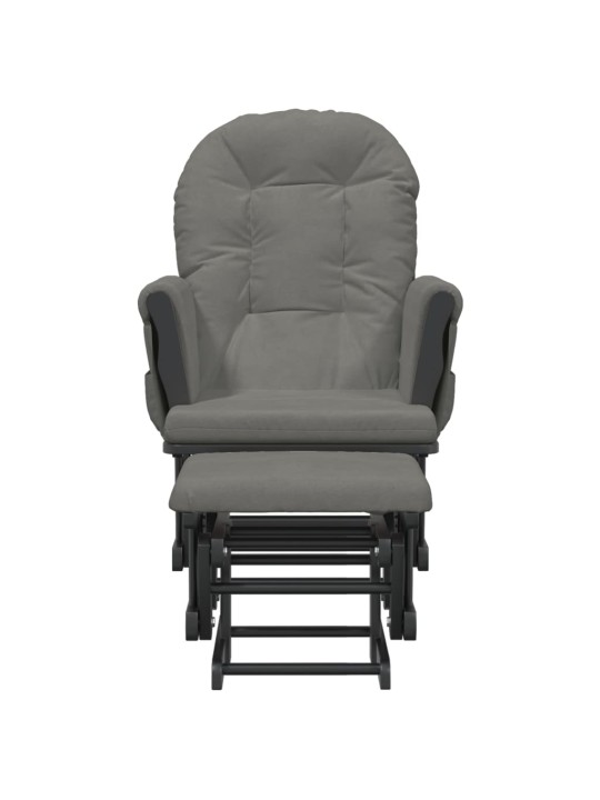 Křeslo glider se stoličkou tmavě šedé textil