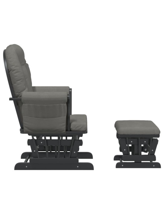 Křeslo glider se stoličkou tmavě šedé textil