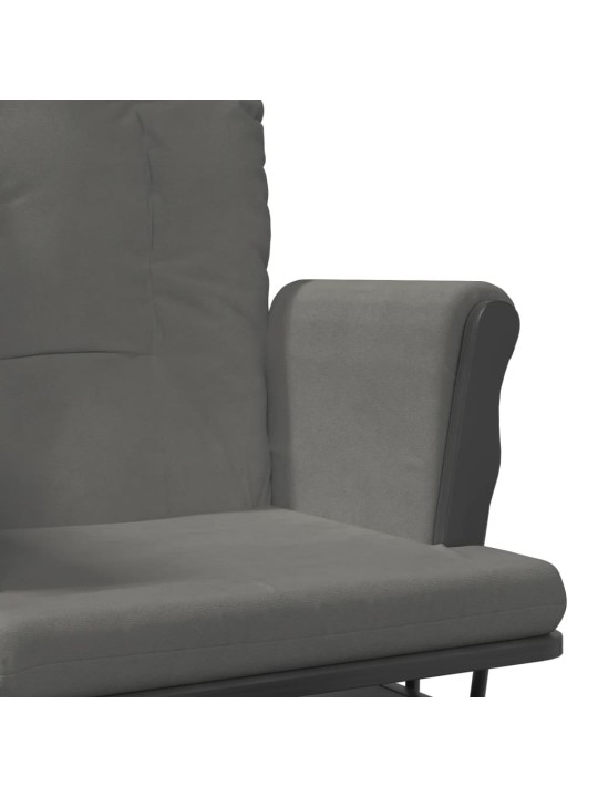 Křeslo glider se stoličkou tmavě šedé textil
