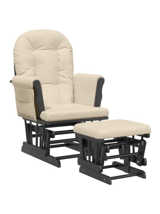 Křeslo glider se stoličkou krémově bílé textil