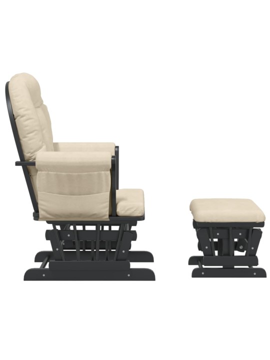 Křeslo glider se stoličkou krémově bílé textil