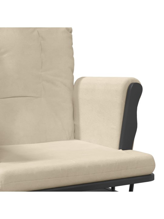 Křeslo glider se stoličkou krémově bílé textil