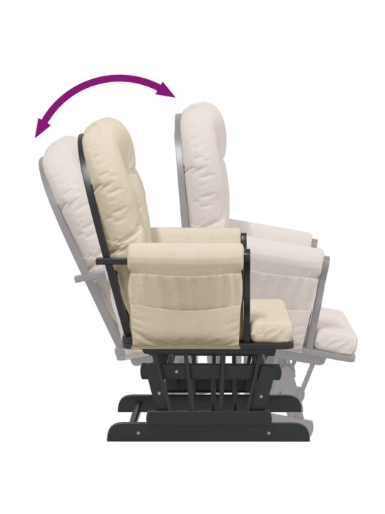 Křeslo glider se stoličkou krémově bílé textil