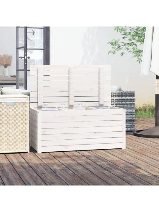 Zahradní box bílý 101 x 50,5 x 46,5 cm masivní borové dřevo