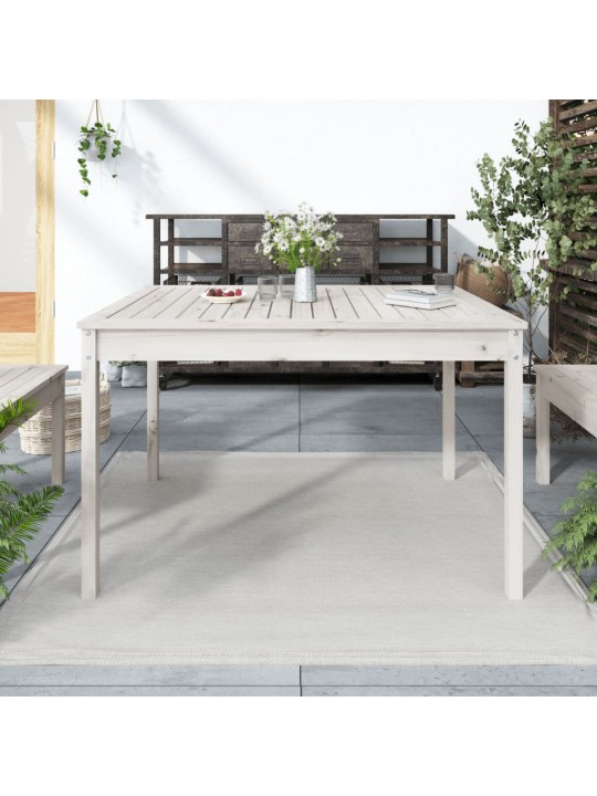 Zahradní stůl bílý 121 x 82,5 x 76 cm masivní borové dřevo