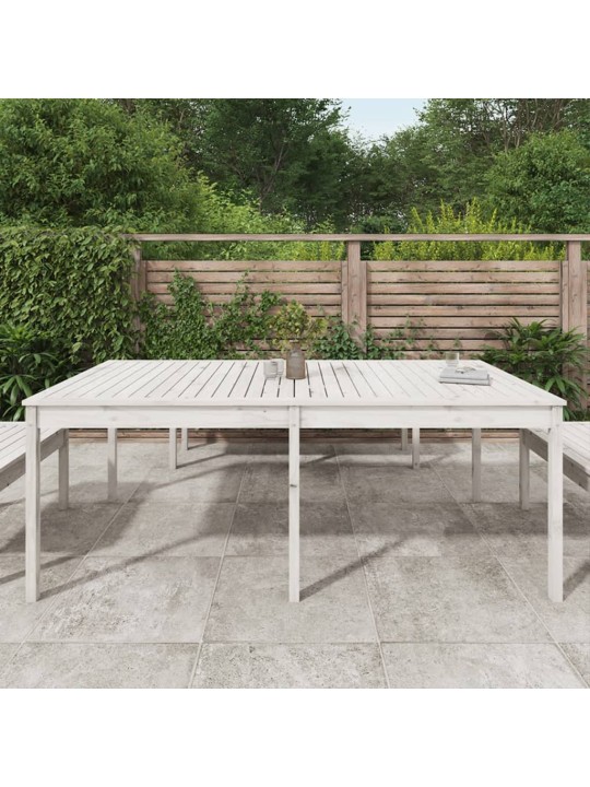 Zahradní stůl bílý 203,5 x 100 x 76 cm masivní borové dřevo