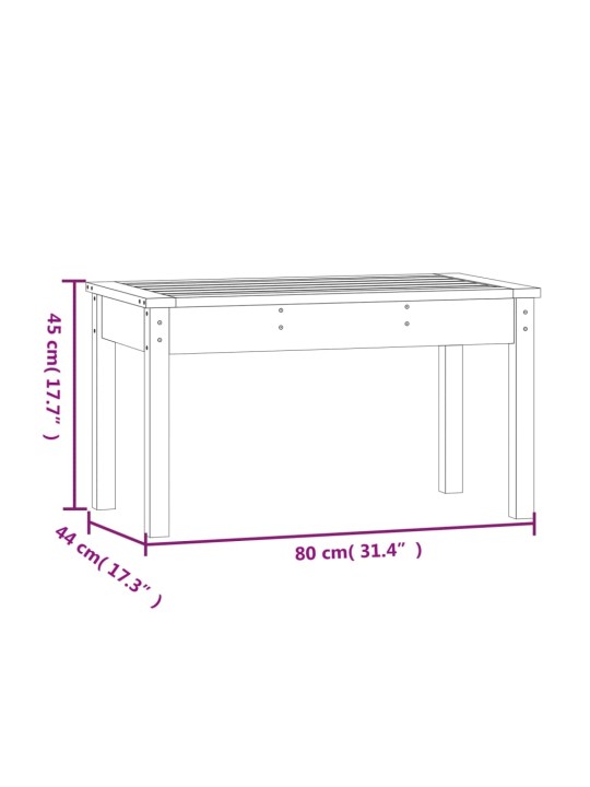 Zahradní lavice bílá 80 x 44 x 45 cm masivní borové dřevo
