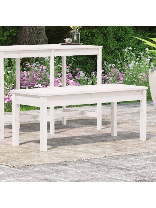 Zahradní lavice bílá 109 x 44 x 45 cm masivní borové dřevo