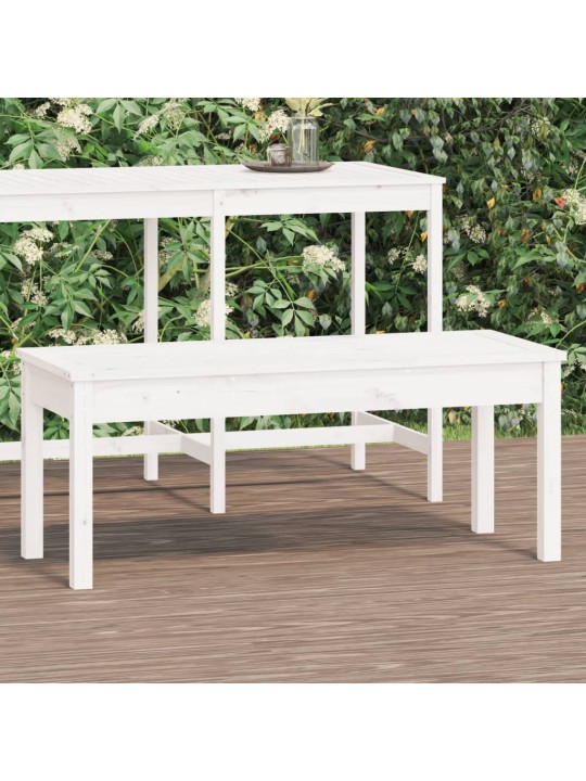 Zahradní lavice bílá 109 x 44 x 45 cm masivní borové dřevo