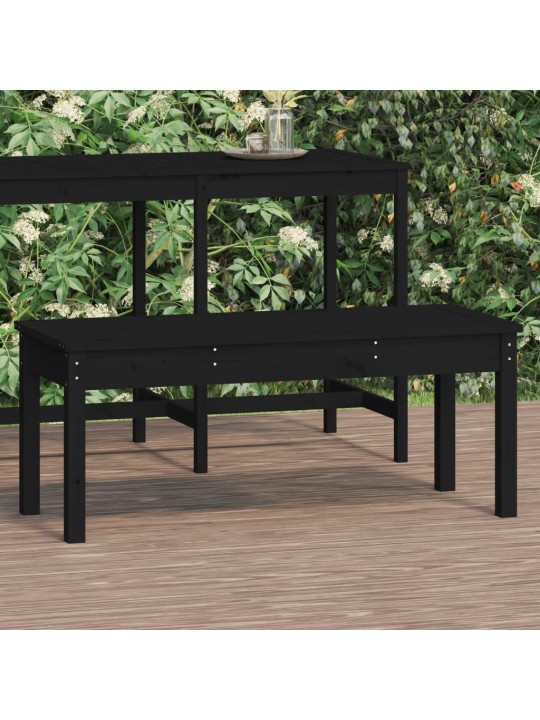 Zahradní lavice černá 109 x 44 x 45 cm masivní borové dřevo