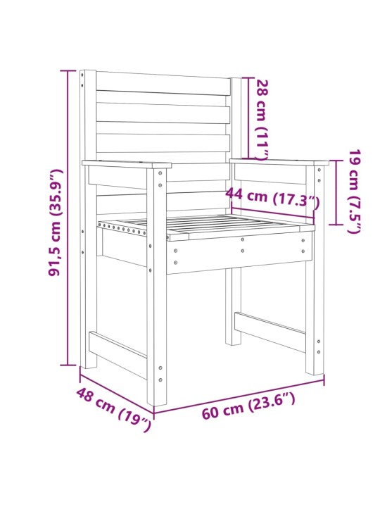 Zahradní židle 2 ks 60 x 48 x 91 cm masivní borové dřevo
