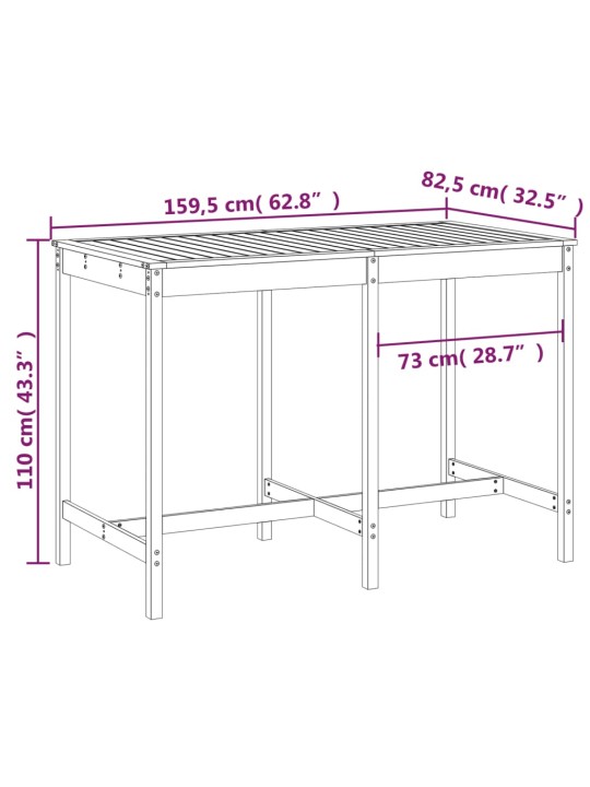 Zahradní stůl 159,5 x 82,5 x 110 cm masivní borové dřevo