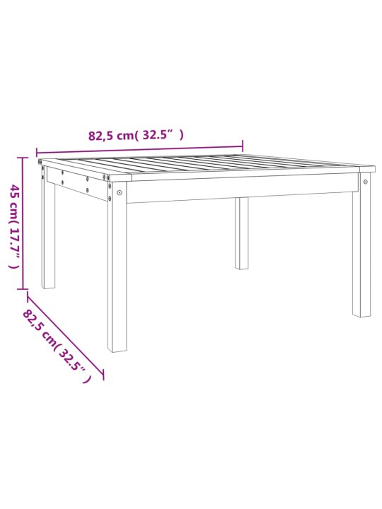 Zahradní stůl bílý 82,5 x 82,5 x 45 cm masivní borové dřevo