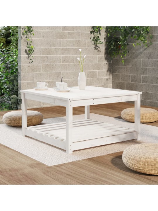 Zahradní stůl bílý 82,5 x 82,5 x 45 cm masivní borové dřevo